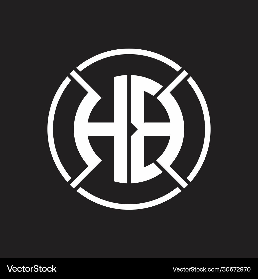 Hb logo monogram with four part circle slash Vector Image