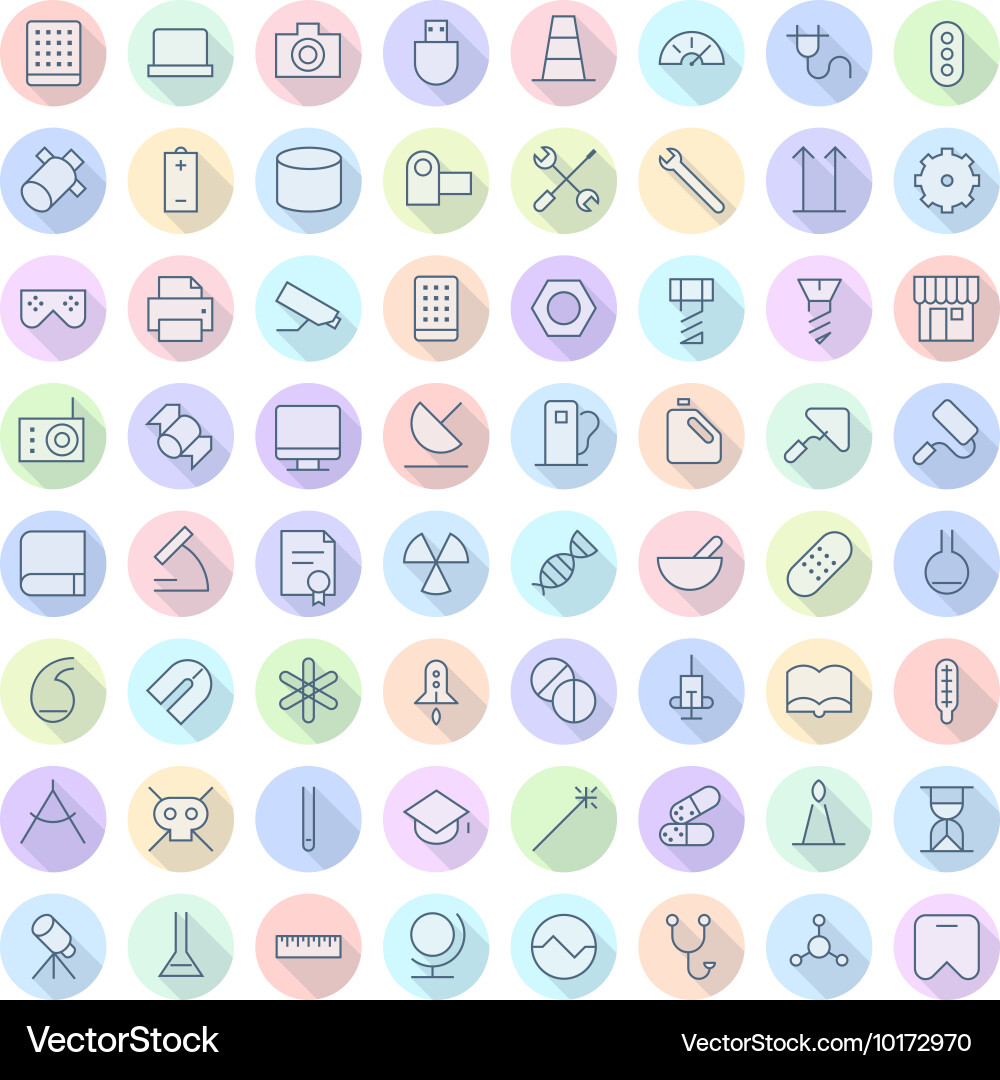 Rounded Tech & Science Icons vector image