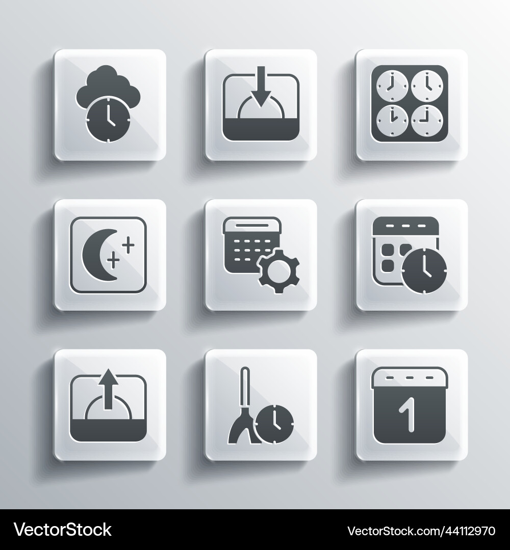 Set cleaning time calendar and clock settings Vector Image