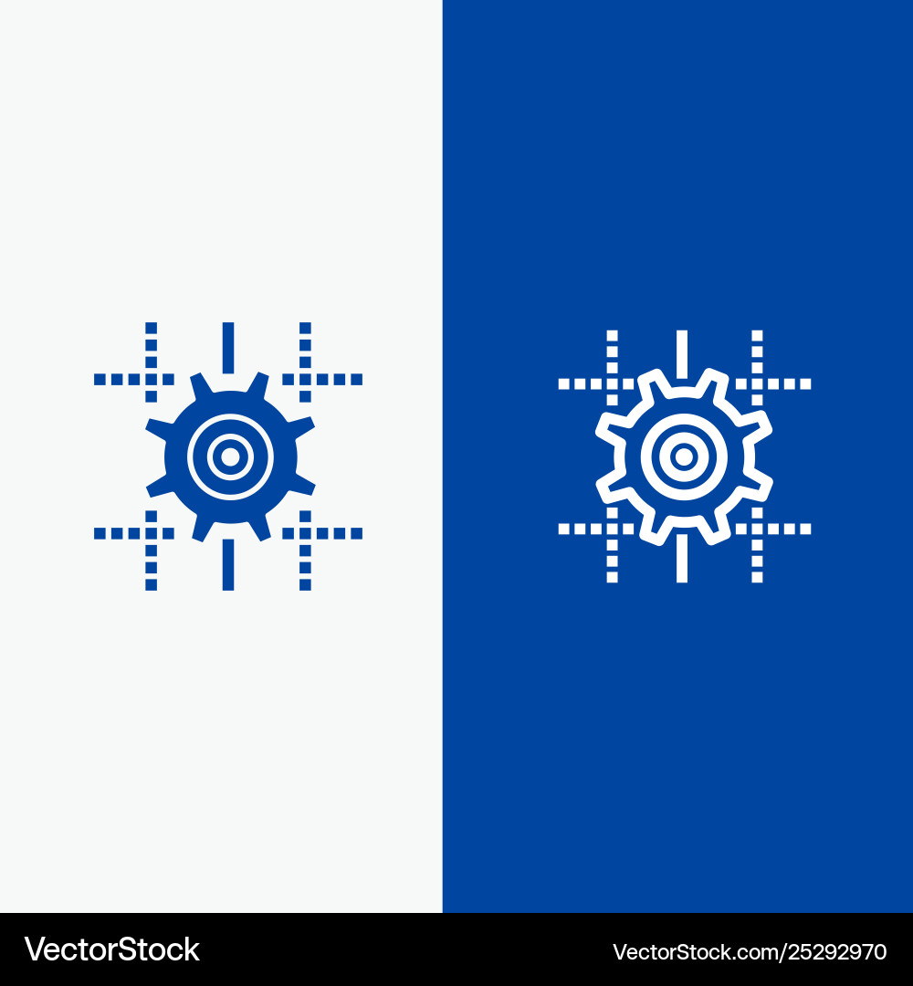 Setting gear computing line and glyph solid Setting gear computing line and glyph solid vector image
