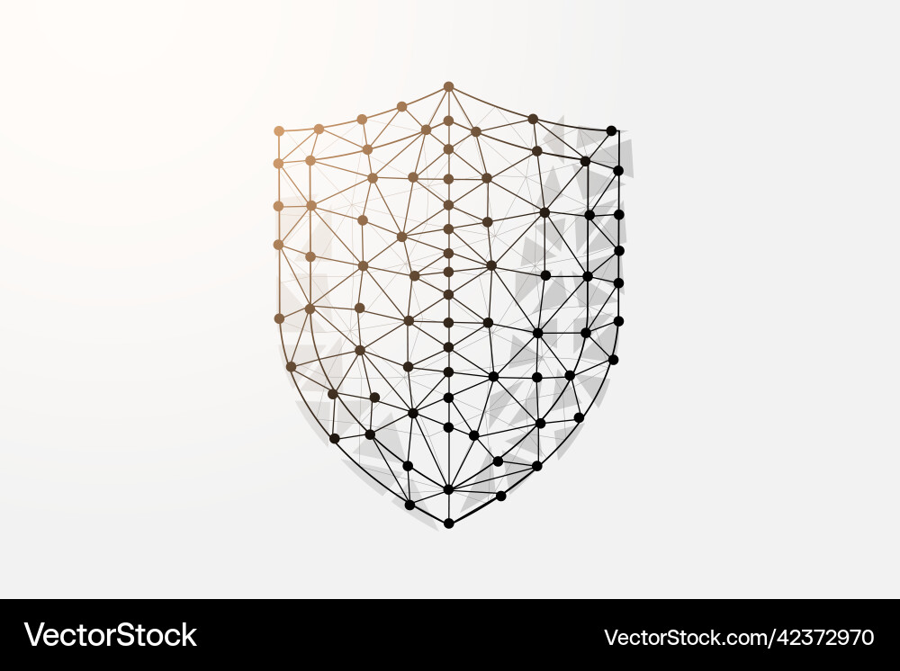 Shield 3d low poly symbol with connected dots Vector Image