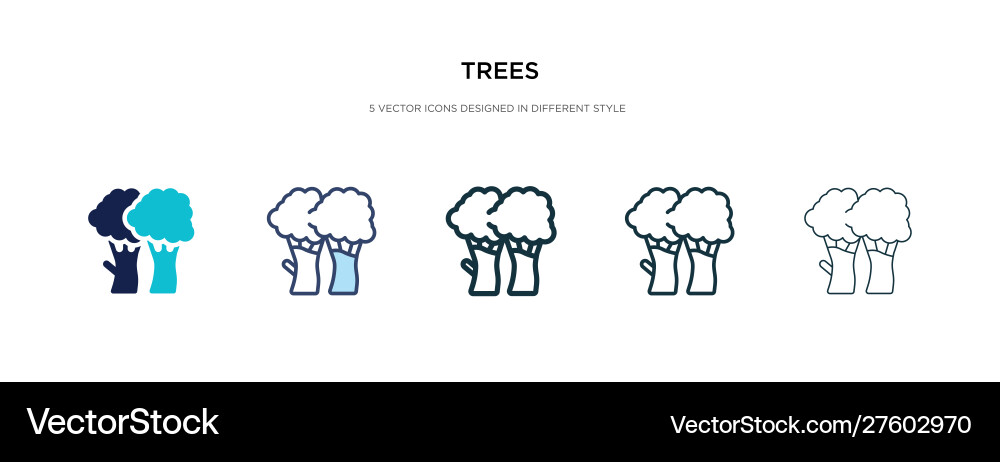 Trees icon in different style two colored vector image