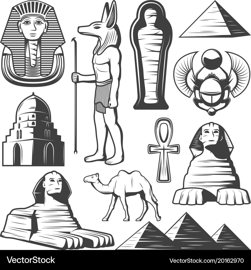 Vintage ancient egypt elements set Royalty Free Vector Image