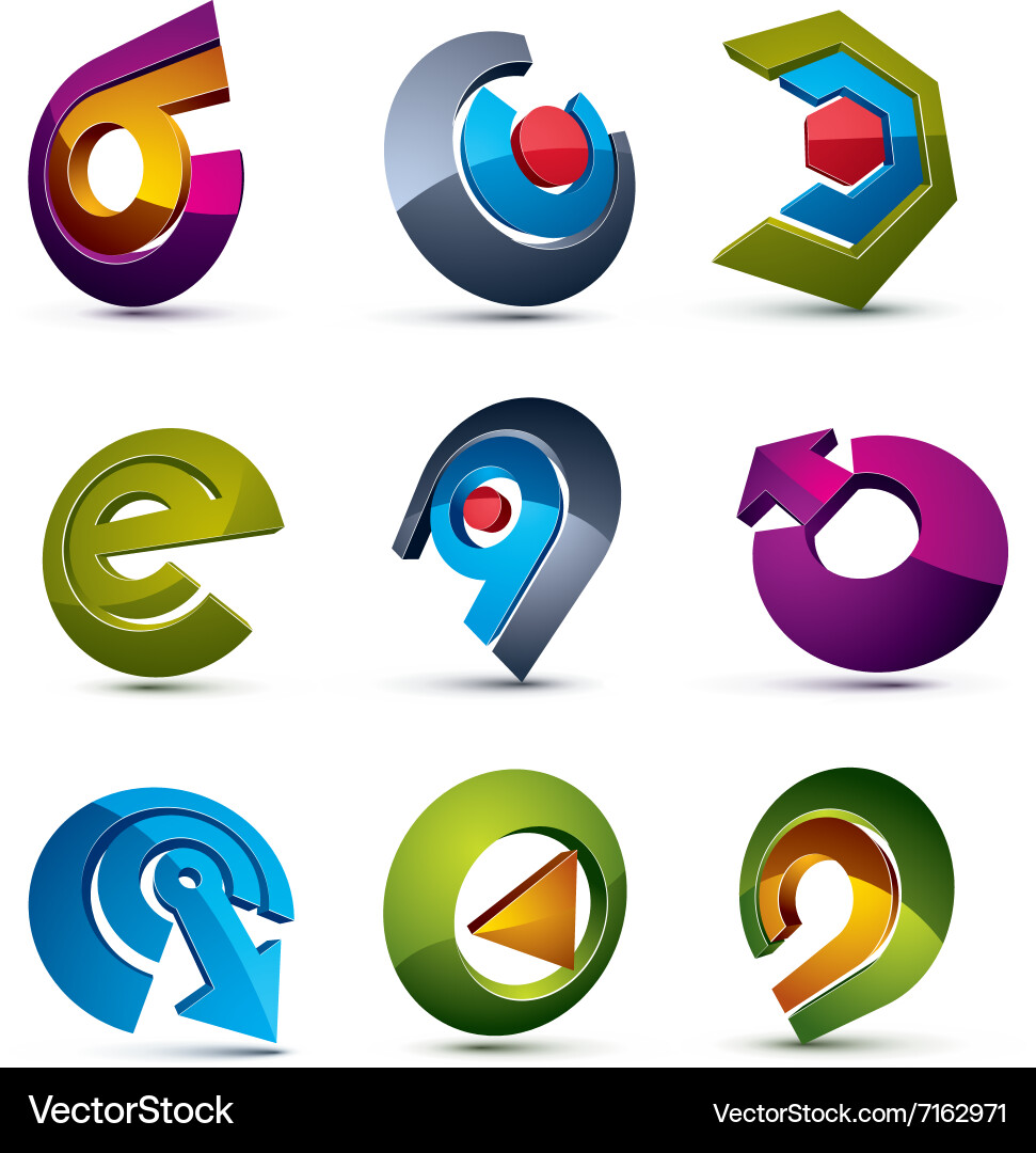 3d simple navigation pictograms collection set Vector Image