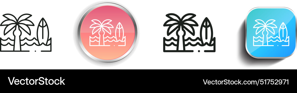 Beach icon thin linear regular and button style vector image