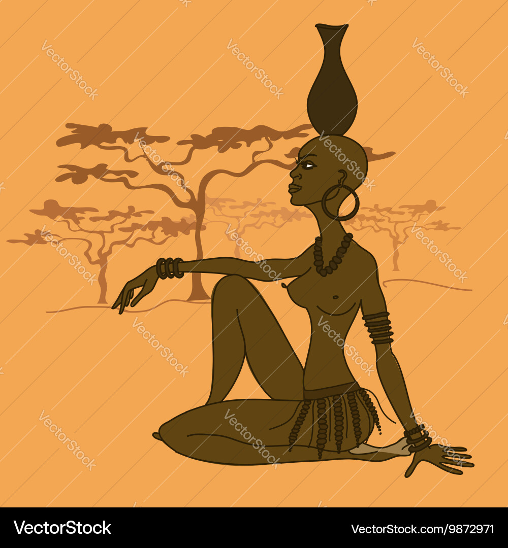 nude tribal girl Beautiful african tribal seminude girl Royalty Free Vector