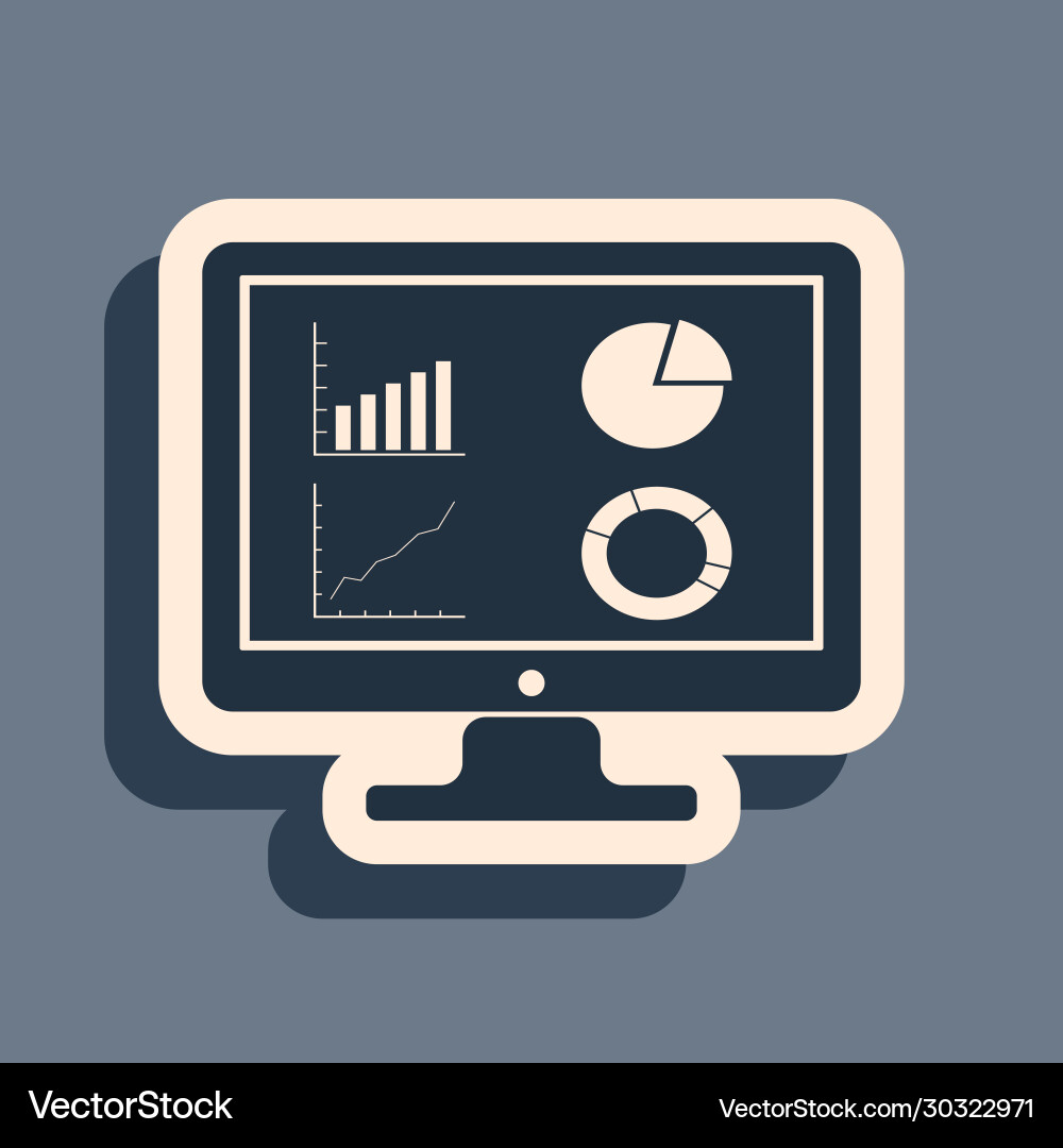 Black computer monitor with graph chart icon Black computer monitor with graph chart icon vector image