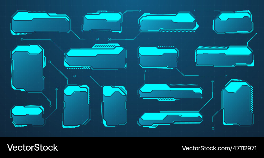 Blue futuristic hud or ui elements sci-fi user Blue futuristic hud or ui elements sci-fi user vector image