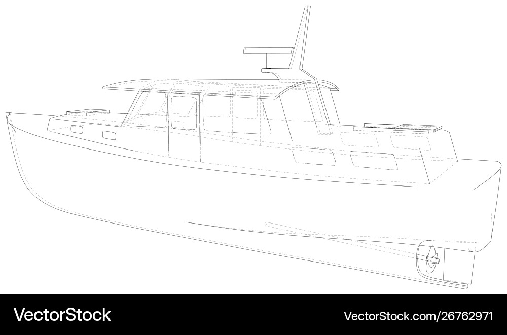 Boat technical wire-frame rendering 3d Vector Image
