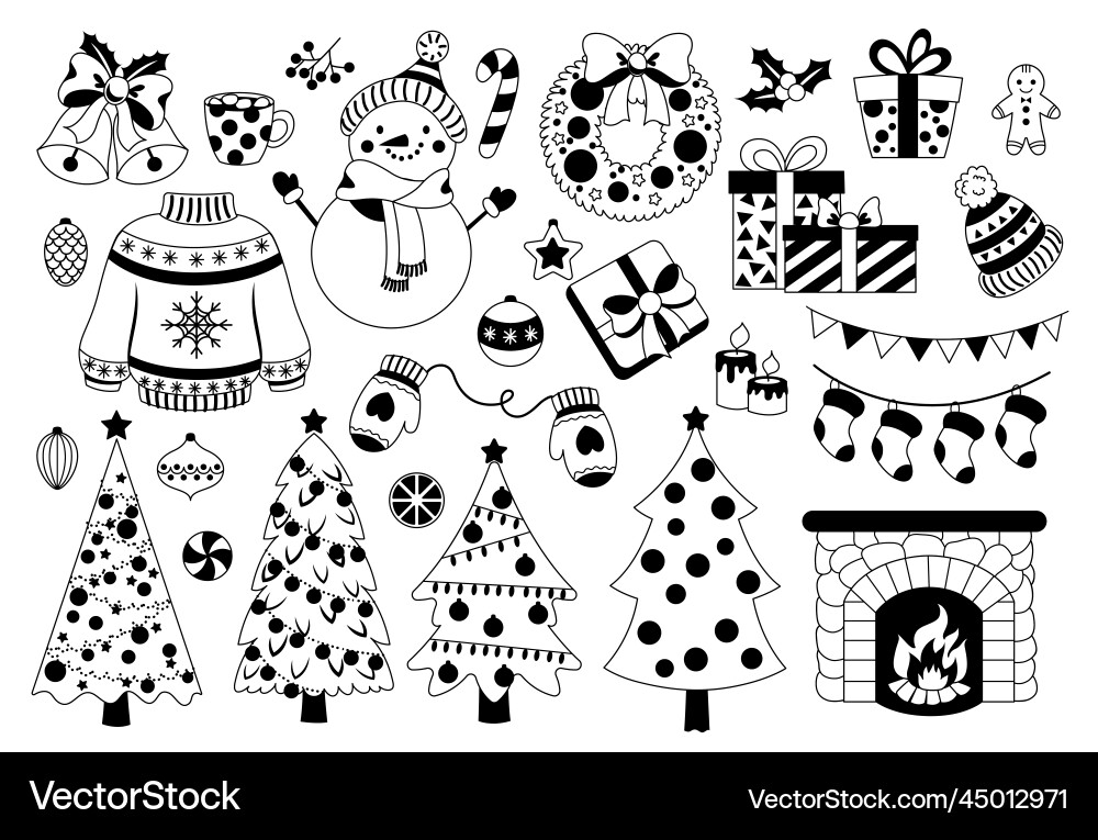 Christmas Doodle Set vector image