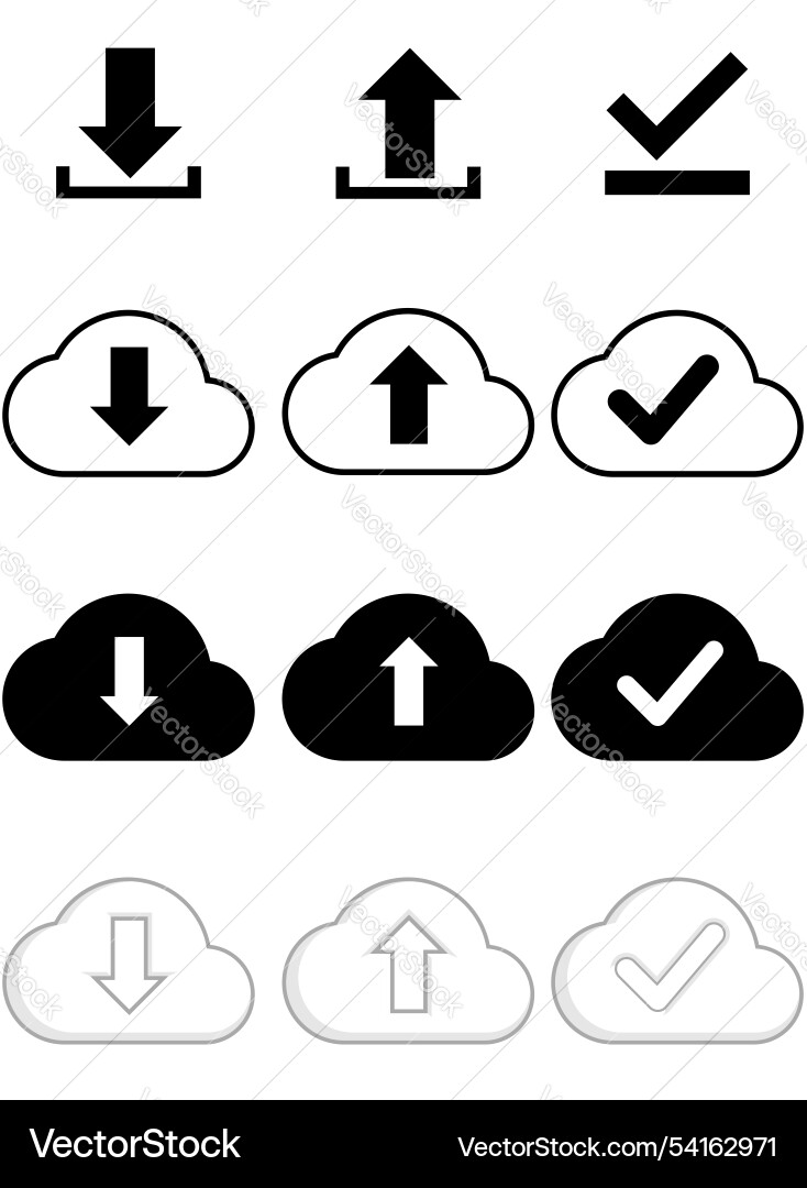 Cloud Storage Icons - Download & Upload Vektorbild