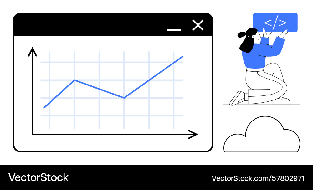 Data-driven growth tracking with coding and cloud Data-driven growth tracking with coding and cloud vector image