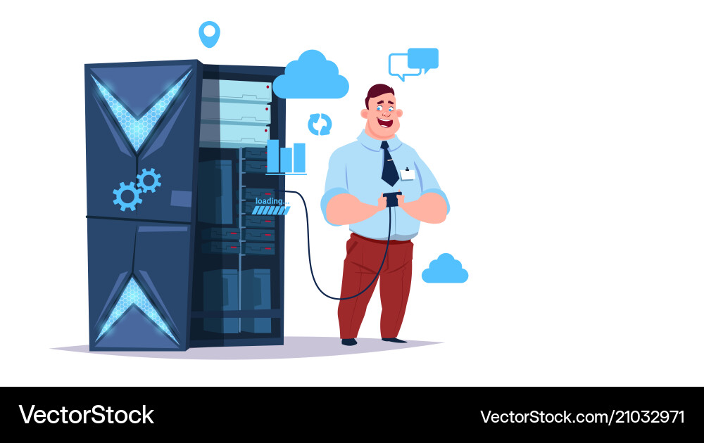 Data storage cloud center with hosting servers Data storage cloud center with hosting servers vector image