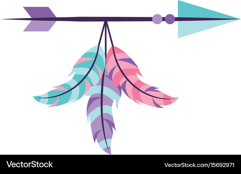 Decorative arrows with feathers boho style vector image