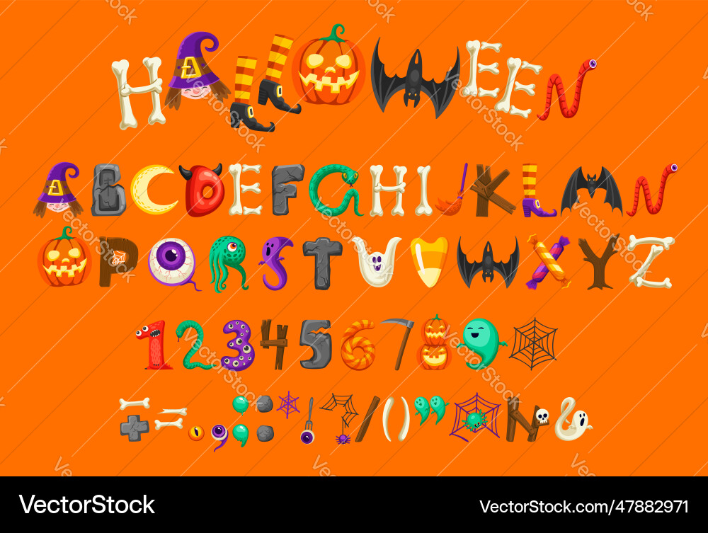 Halloween Monster Alphabet Font Vector Image