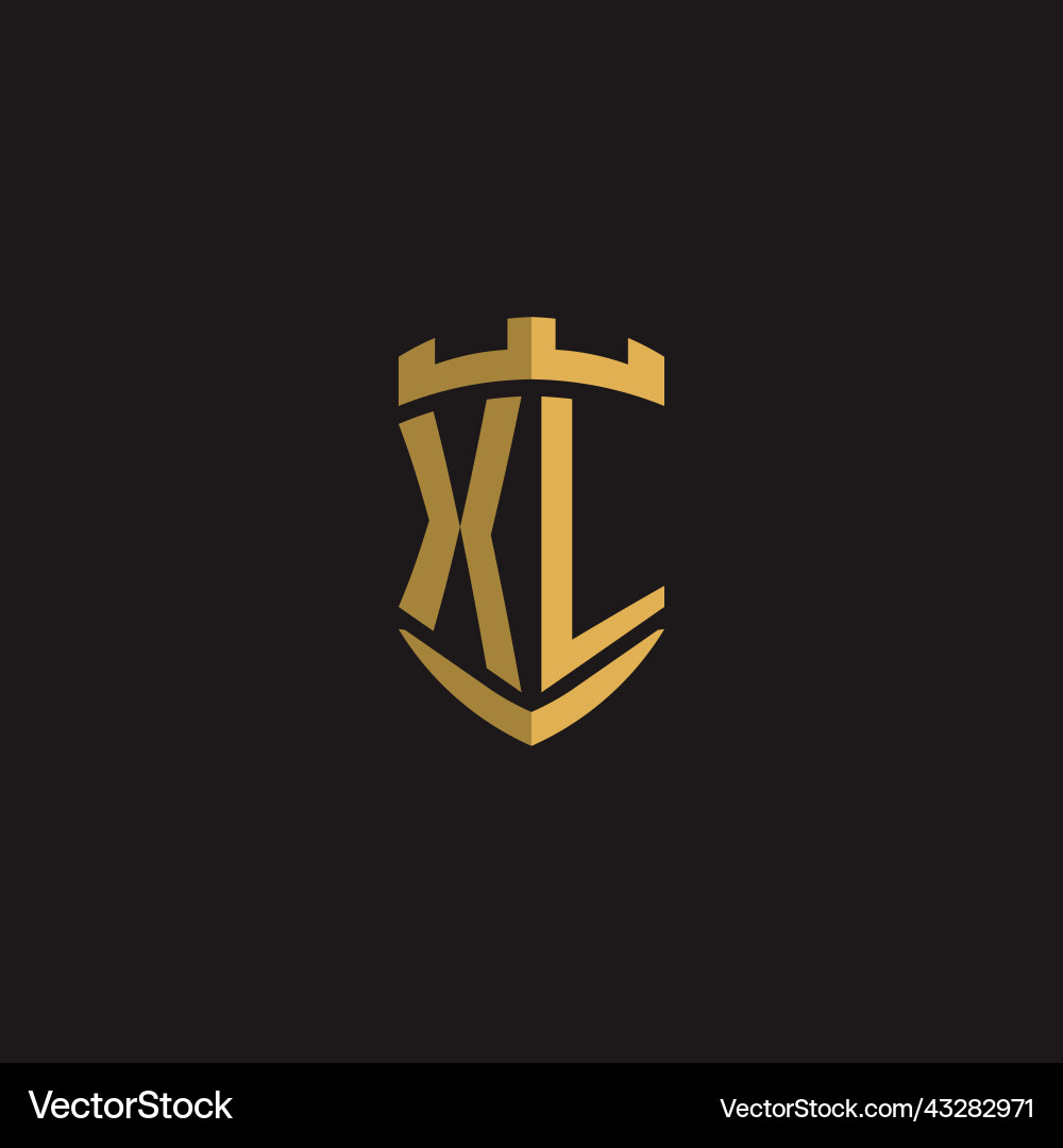 Initials xl logo monogram with shield style design Initials xl logo monogram with shield style design Vector Image