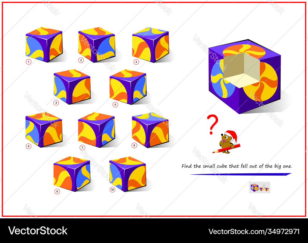 Logic puzzle game for smartest find small Logic puzzle game for smartest find small vector image