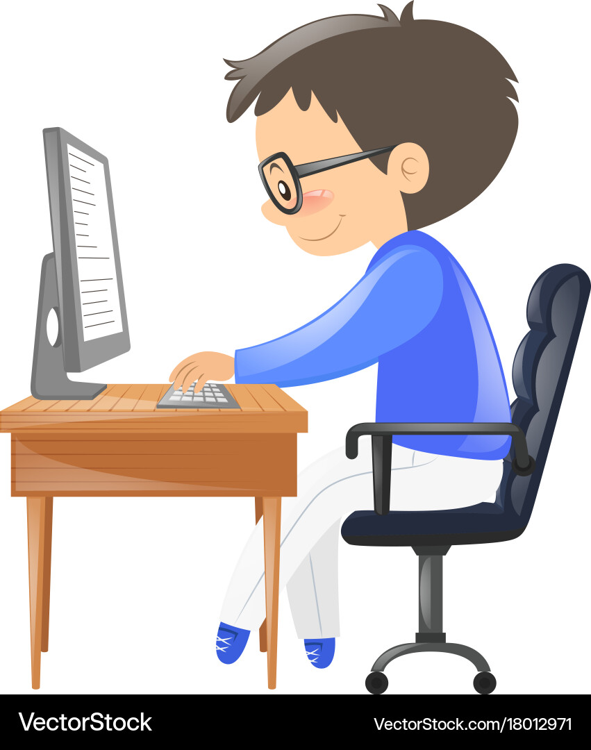 Man Working on Computer vector image