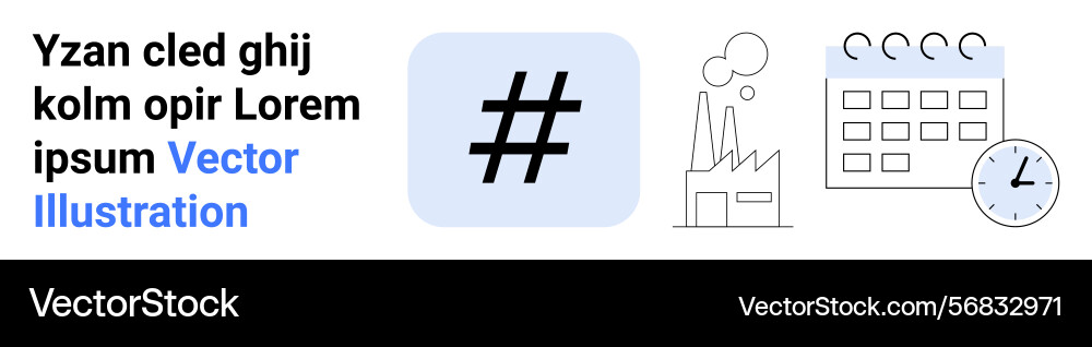 Metadata tag with factory calendar and clock Metadata tag with factory calendar and clock Vector Image