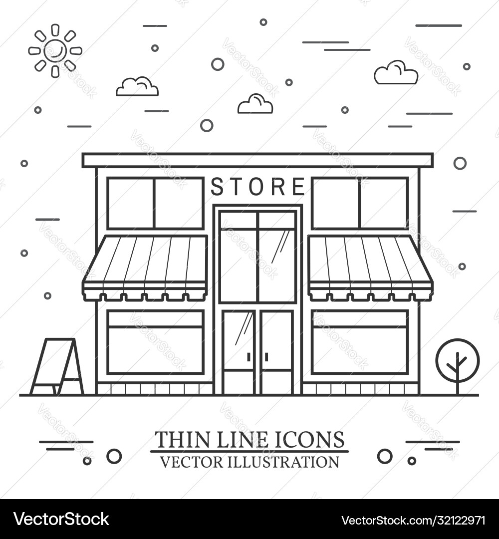 Modern minimalist design with store building Modern minimalist design with store building vector image