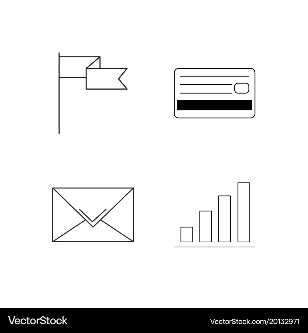 Office simple linear icon setsimple outline icons Vector Image