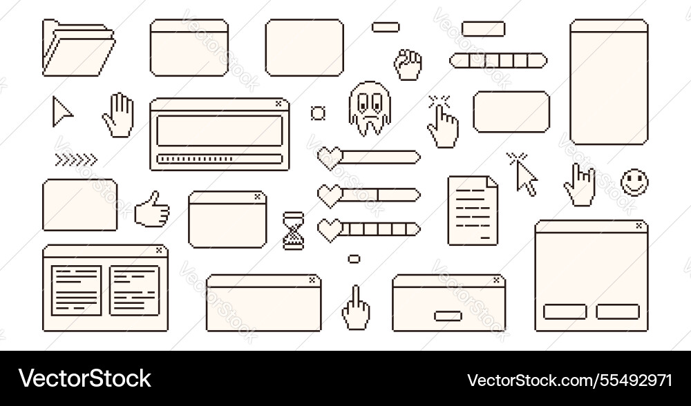 Pixel art retro windows interface 8 bit text Pixel art retro windows interface 8 bit text vector image