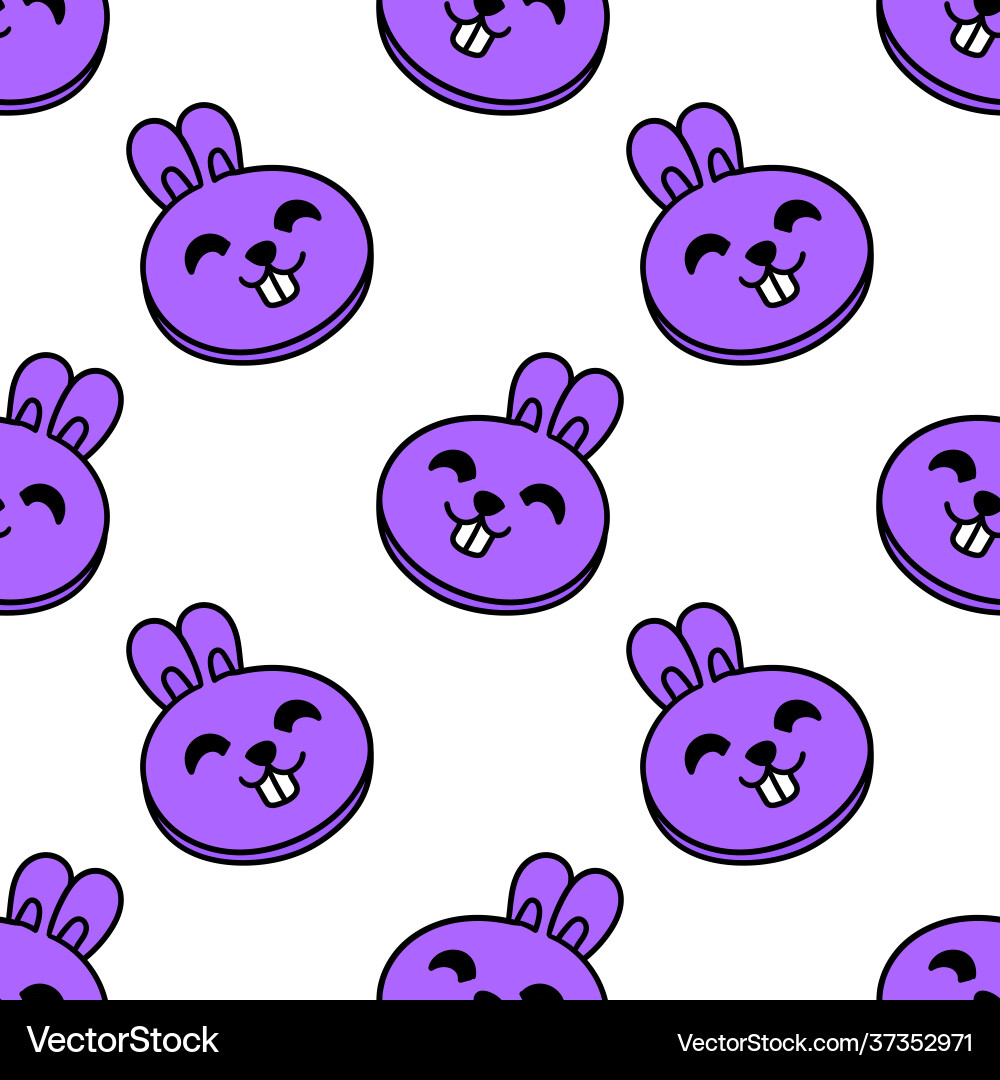 Rabbit face smile seamless pattern textile print Vector Image