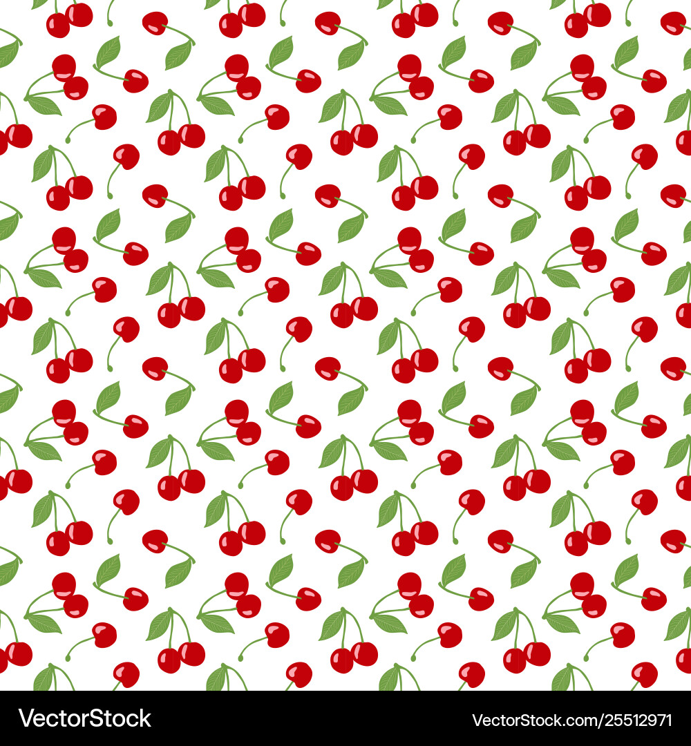 Red Cherry Seamless Pattern Vector Image