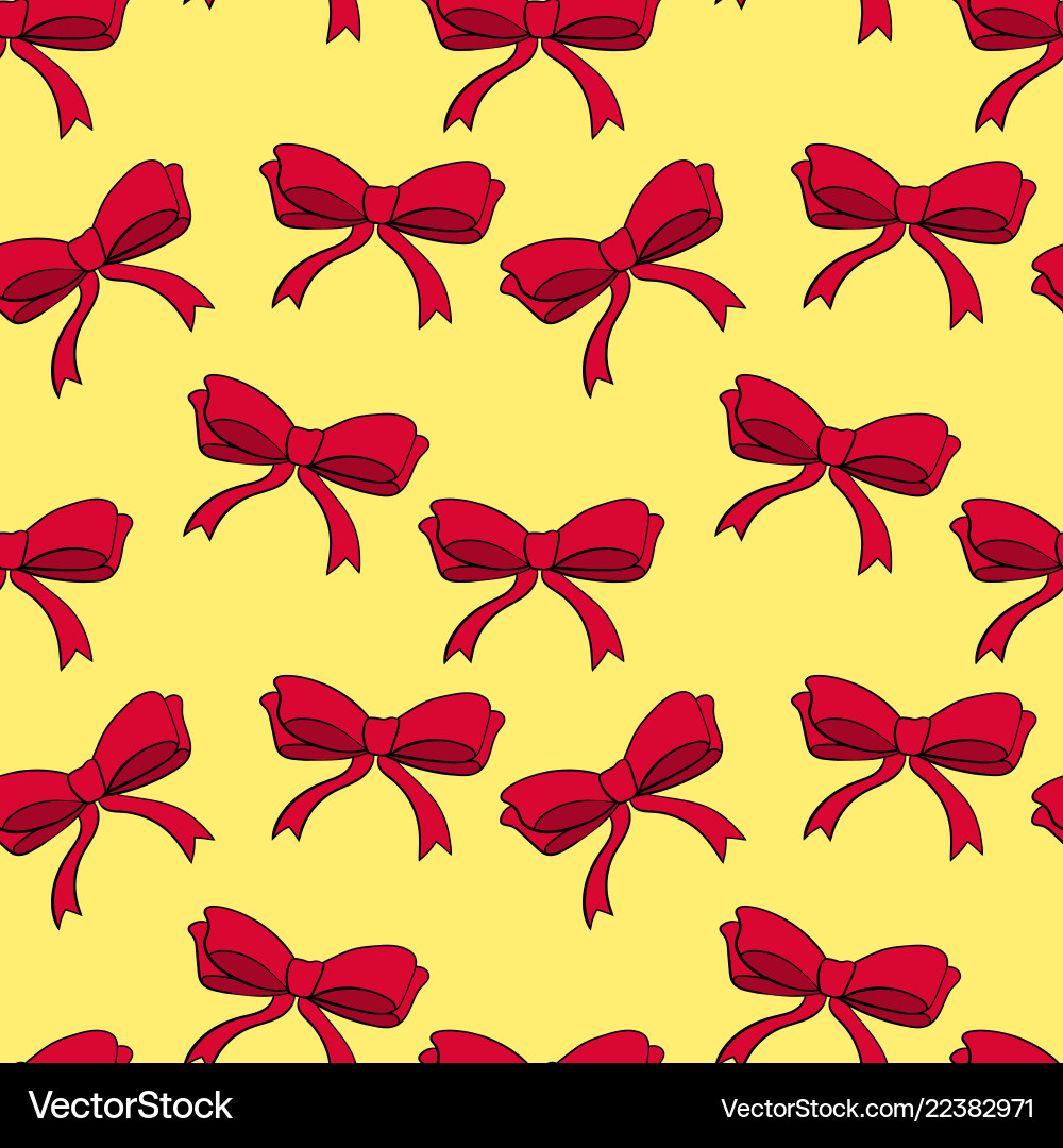 Seamless pattern with bows isolated on yellow Vector Image
