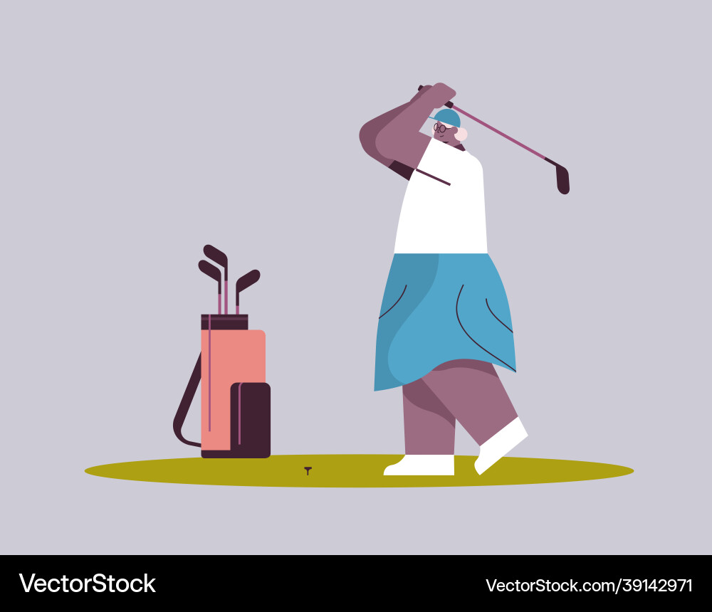 Senior woman playing golf aged african american Senior woman playing golf aged african american vector image