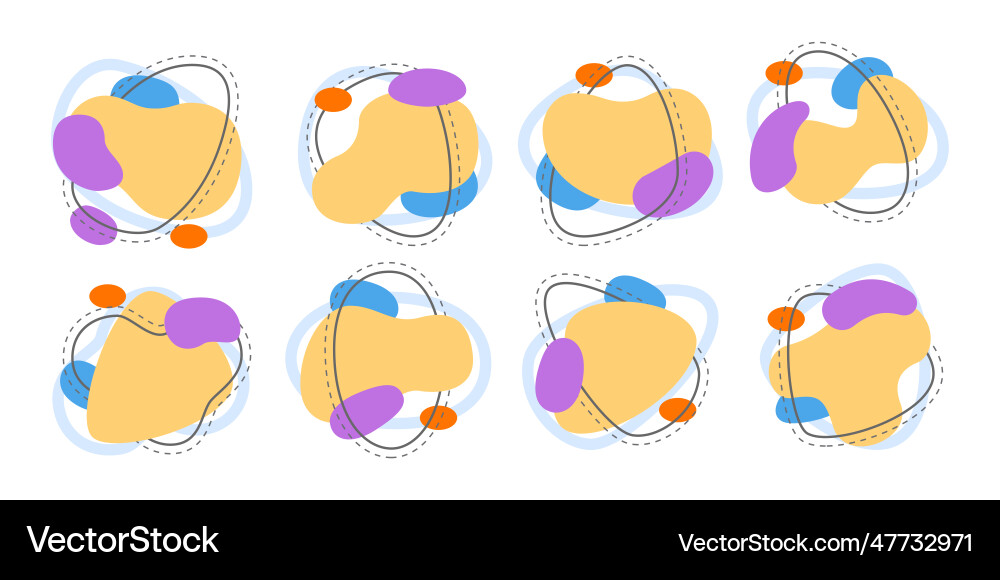 Set of various abstract liquid blob and fluid Vector Image