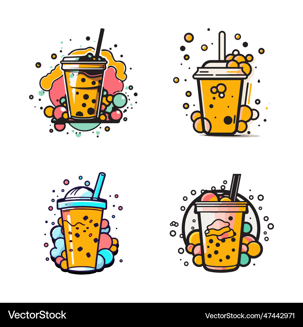 Vintage Bubble Milk Tea Logo – Royalty-Free Vector | VectorStock, image size:1000x1080