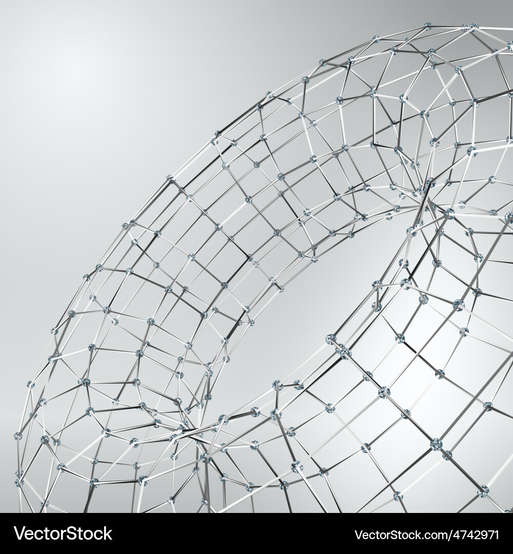 Wireframe polygonal element 3d torus with diamonds vector image