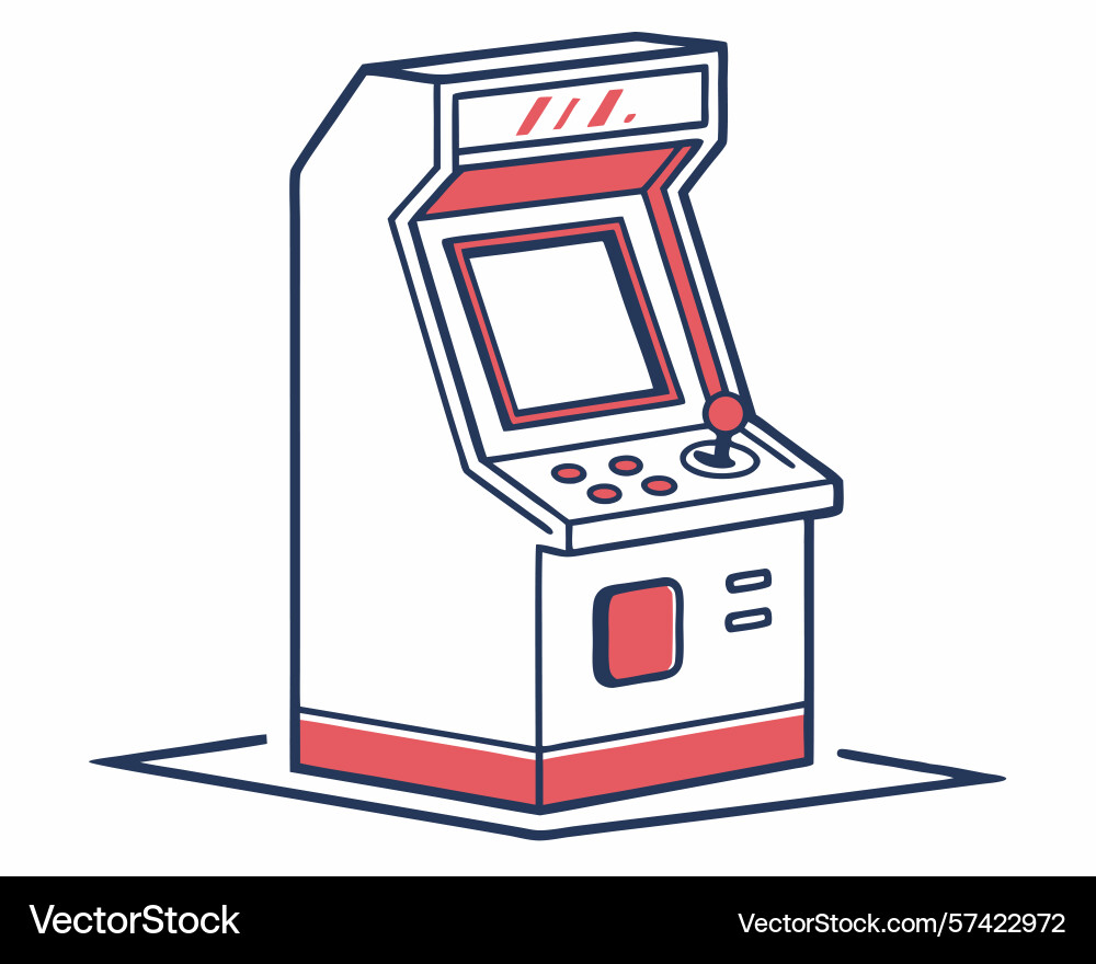 A retro arcade machine with red and white color vector image