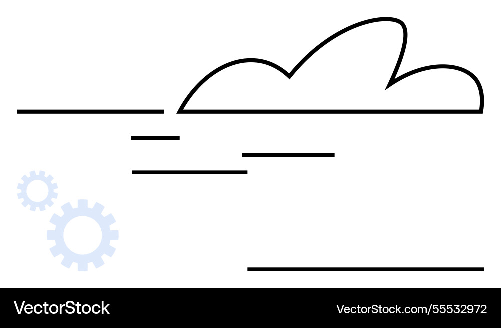 Abstract cloud with line patterns and gears Vector Image