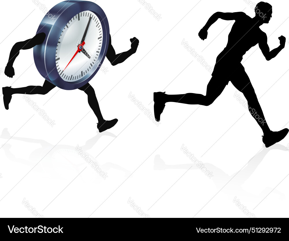 Clock race man concept Royalty Free Vector Image