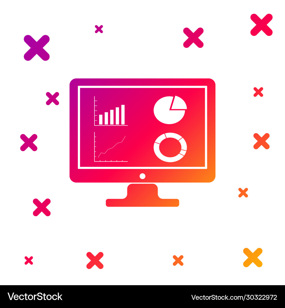 Color computer monitor with graph chart icon Vector Image