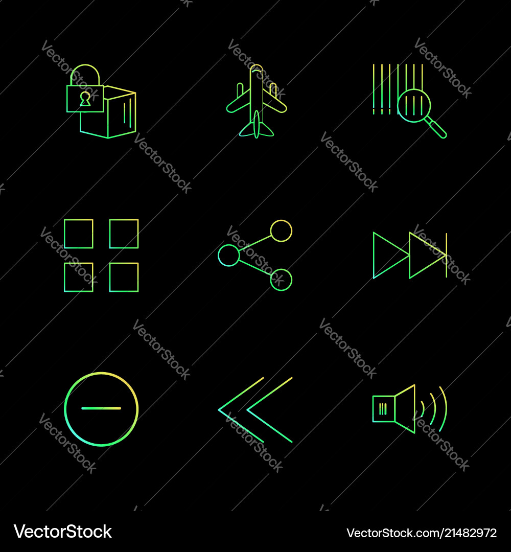 Cube share blocks speaker user interface icons Vector Image