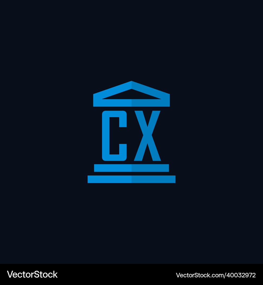 Cx initial logo monogram with simple courthouse vector image