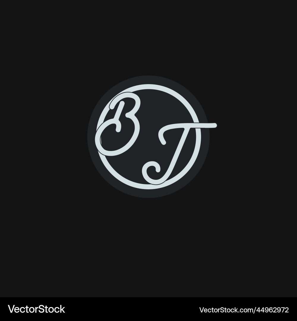 Initials bt logo monogram with simple circle line Initials bt logo monogram with simple circle line Vector Image