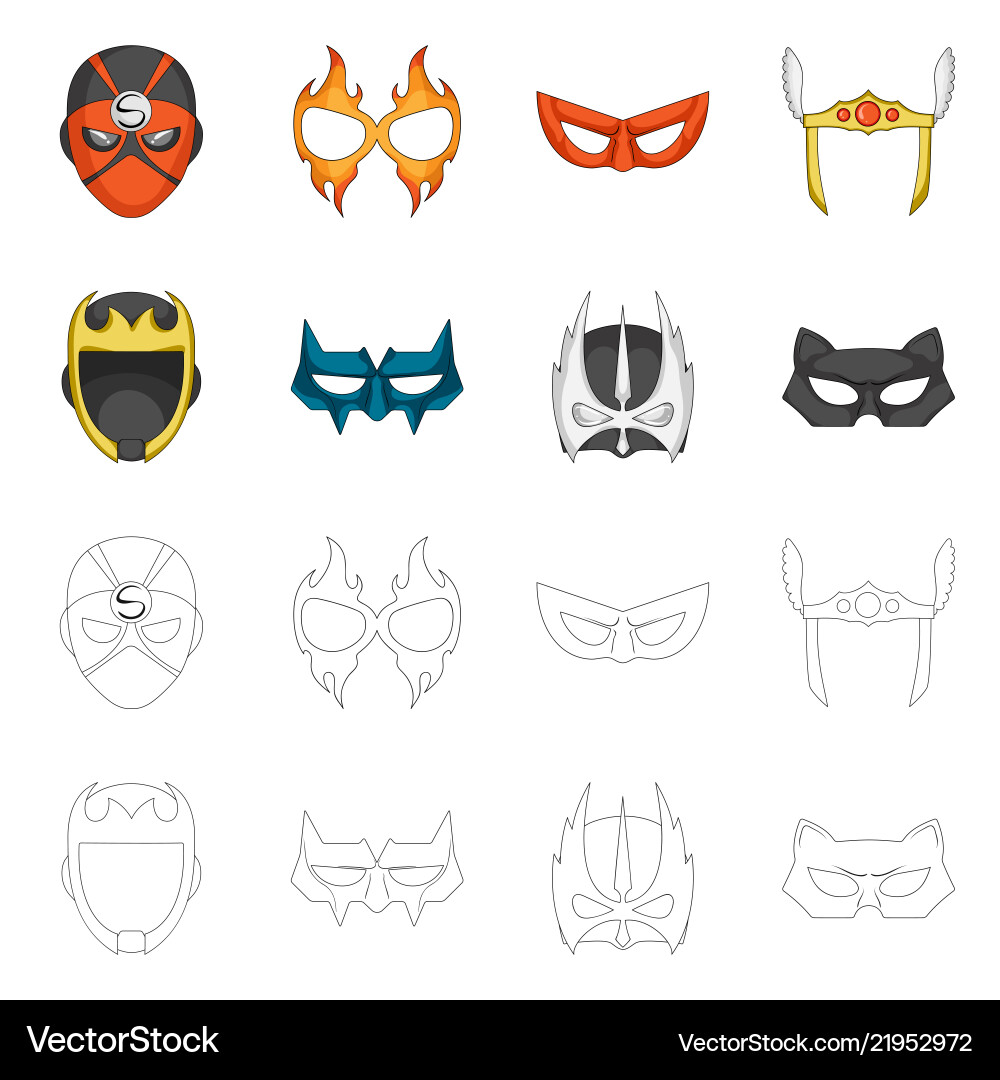 Isolated object of hero and mask logo collection Isolated object of hero and mask logo collection vector image