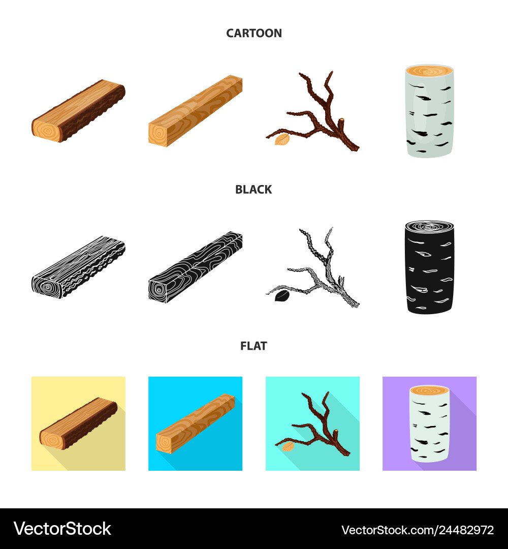 Isolated object of tree and raw logo set Vector Image