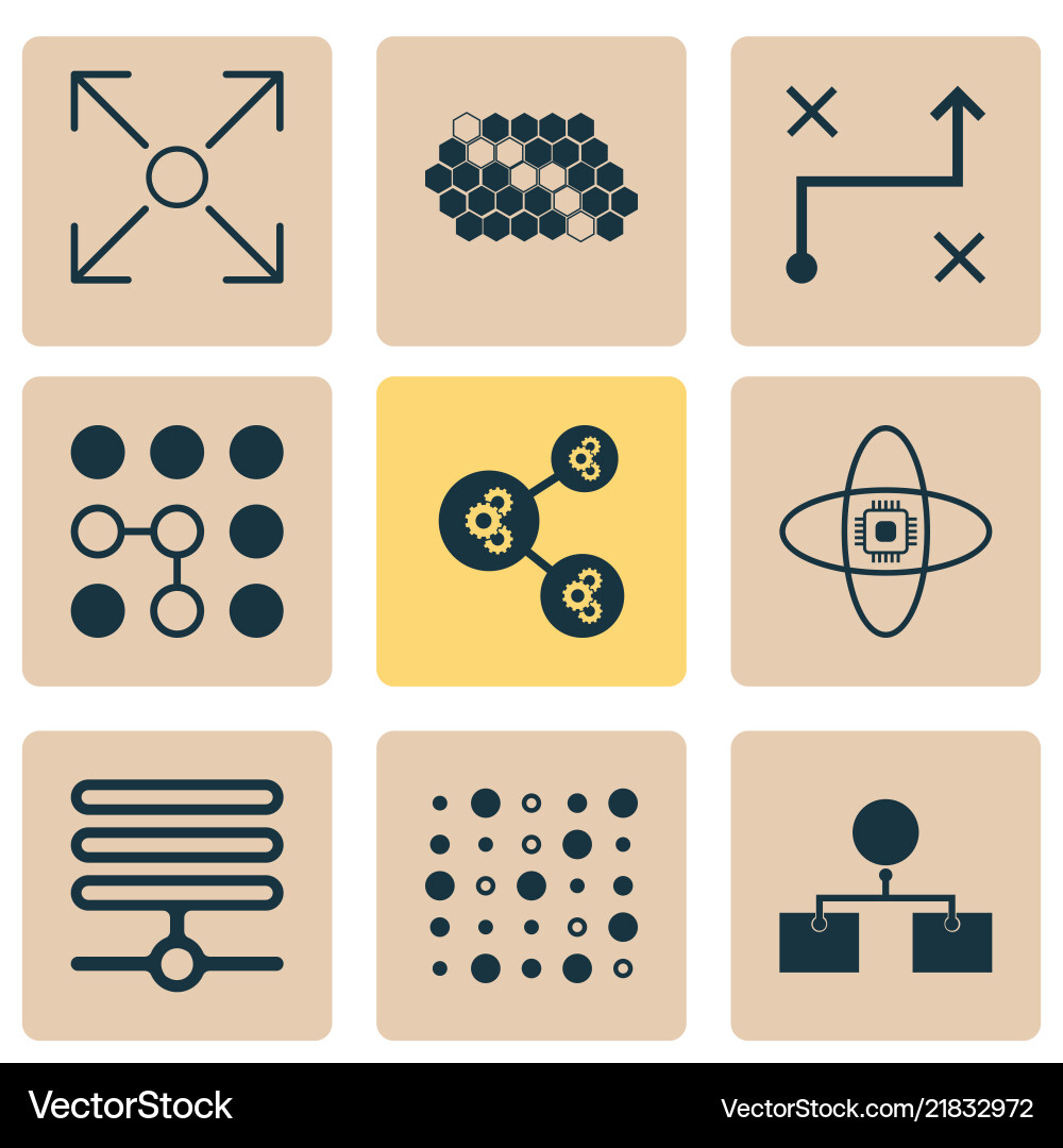 Learning icons set with database data structure Learning icons set with database data structure vector image
