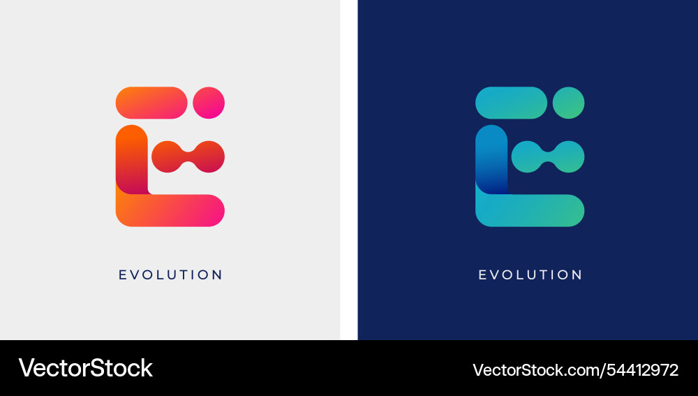 Letter e logo design tech medical colorful Letter e logo design tech medical colorful vector image
