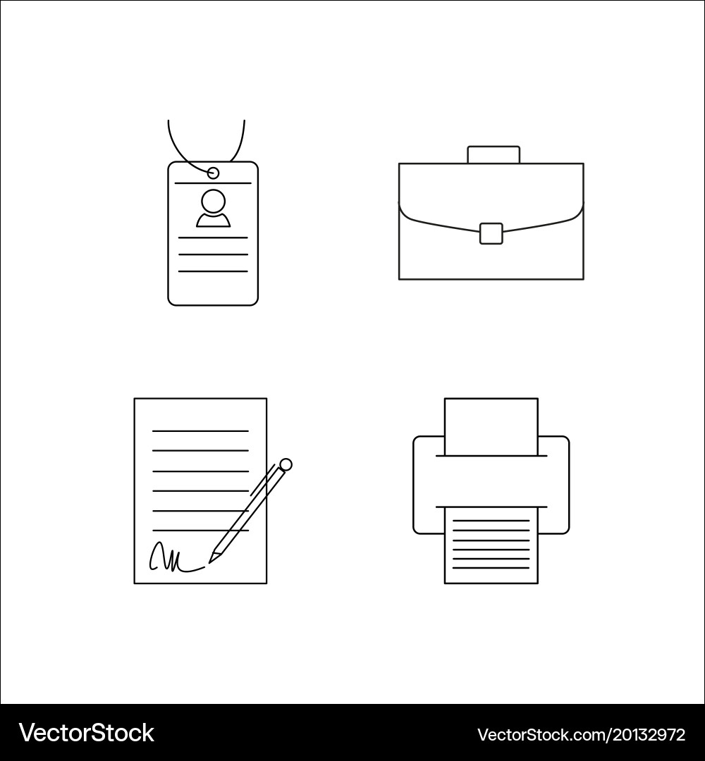Office simple linear icon setsimple outline icons vector image