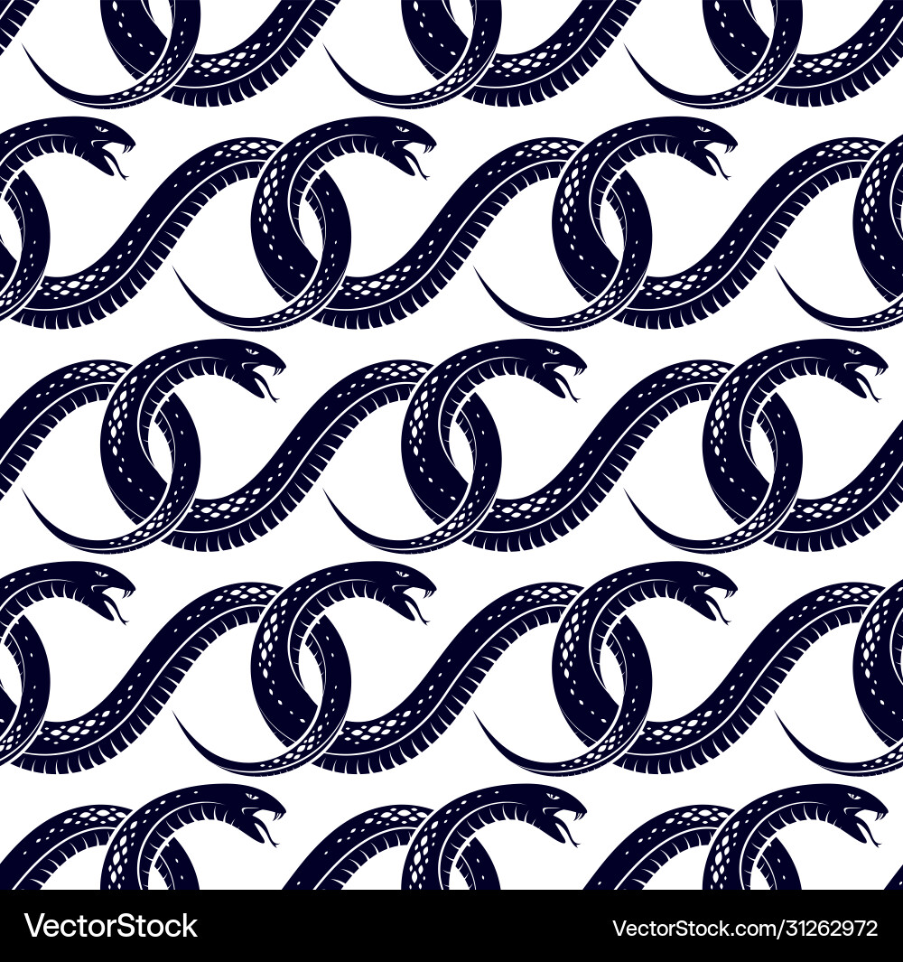 Repeat snakes seamless pattern tiling endless Repeat snakes seamless pattern tiling endless vector image
