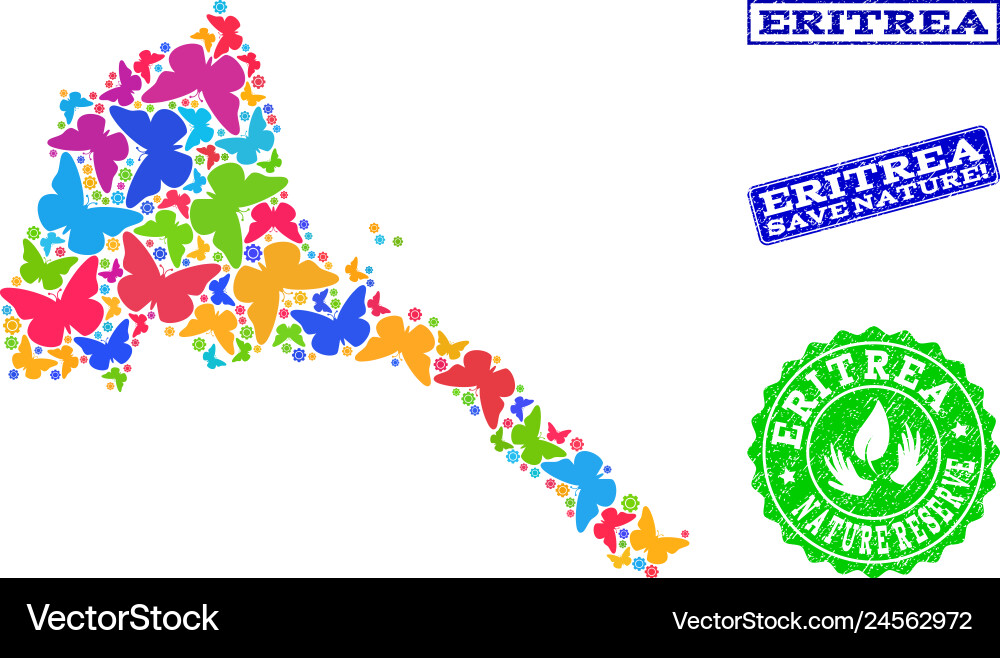 Save nature composition map eritrea Save nature composition map eritrea vector image