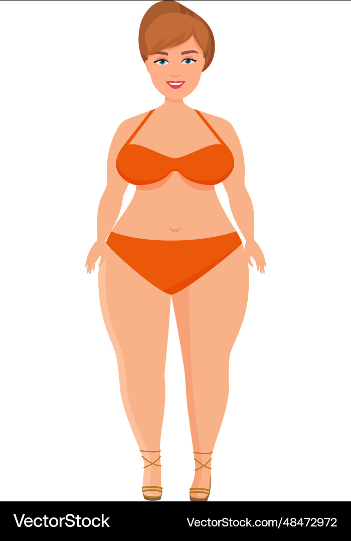 Schöne übergewichtige Frau in Bikini Badeanzug Schöne übergewichtige Frau in Bikini Badeanzug vektorbild