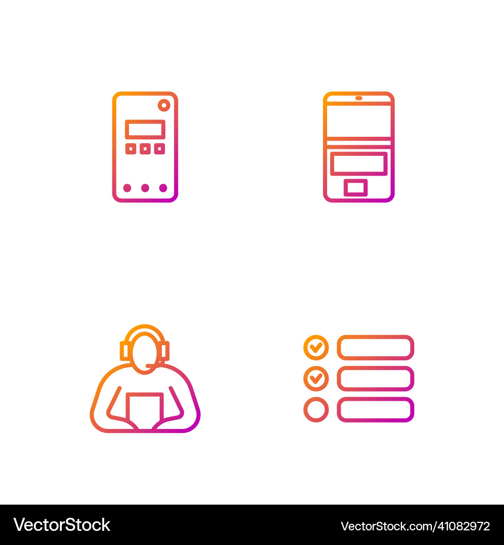 Set line task list student mobile phone Set line task list student mobile phone vector image