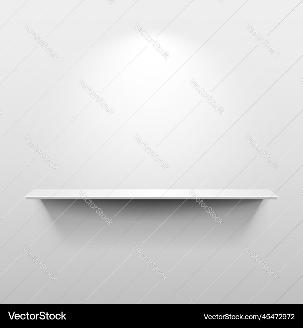 Shelf with shadow in empty white room Shelf with shadow in empty white room vector image